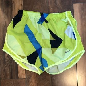 Nike green geometric athletic shorts